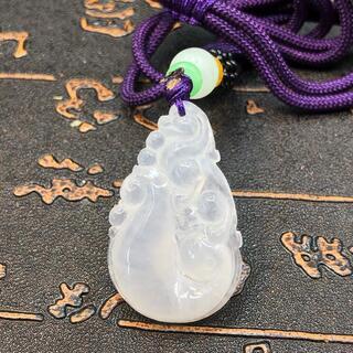 ネックレス 本翡翠 氷ヒスイ 透明色 誕生日プレゼント 縁起物 手作り 
