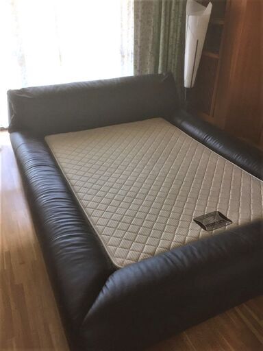 N1698・ マルニ maruni ダブル ベッド マットレス付き フレーム ブラック 大きいサイズ 寝具