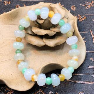ブレスレット 南瓜 本翡翠 氷ヒスイ 三色 誕生日プレゼント 手作り 鑑別書有