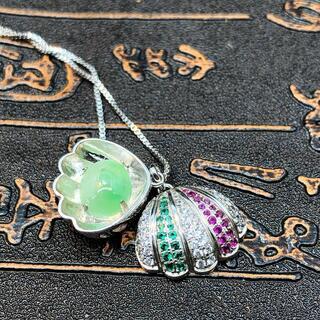 ネックレス 真珠と貝殻 本翡翠 ヒスイ 緑色 誕生日プレゼント 天然石