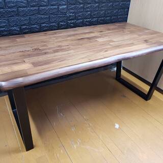 【9743】ウォルナット無垢材ダイニングテーブル・150cm・スチール脚