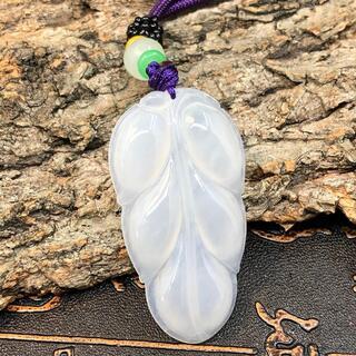 福袋 ネックレス 葉っぱ 本翡翠 氷ヒスイ 透明色 光沢感 誕生日  