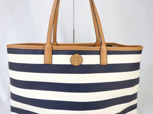 トリーバーチ◆TORY BURCH　ブルー/ホワイト　トートバッグ（18Ｈ-3） トリーバーチ◇TORY BURCH ブルー/ホワイト トートバッグ（18H-3）