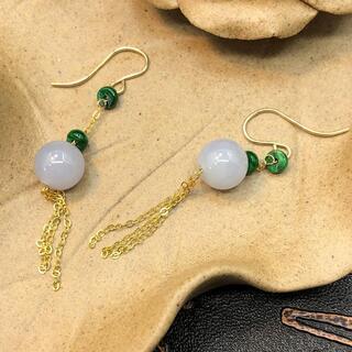 ピアス イヤリング ミャンマー産 本翡翠 氷ヒスイ ラベンダー色 18k 鑑別書