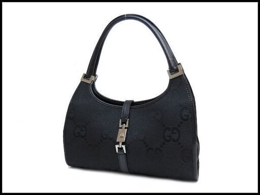 良品 GUCCI グッチ GGキャンバス ハンドバッグ トートバッグ 黒