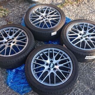 bbs cs 18インチ 7.5j+38 /タイヤ付きアルミ マークx  クラウン エスティマ 等 114.3 5穴