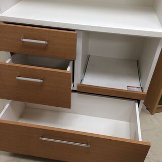 J398 ニトリ 食器棚 キッチンボード Nバンダ 90KB ナチュラル 880×420×1805 クリーニング済み
