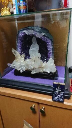 家内安全 アメジストドームに水晶クラスター 水晶の観音像