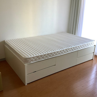 チェストベッド　収納付きベッド　セミダブル　マットレス付き