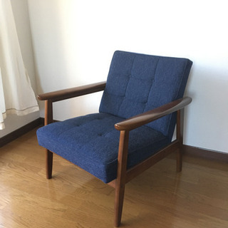 カリモク60】Kチェア 1シーター 一人掛けソファ ブルー