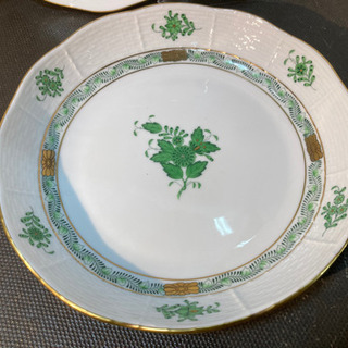 HEREND(ヘレンド) アボニーグリーン サラダプレート 20cm2枚set 箱有