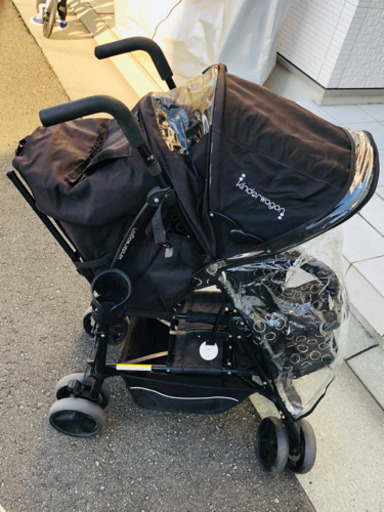 【値下げ】2人乗り　ベビーカー　年子　キンダーワゴン　双子　縦型　レインカバー付き
