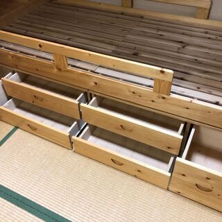 ラッキーベッド 二段ベッド 収納付 階段式 2段ベッド 宮付 LED照明付 耐荷重 500kg フィンランドパイン材 中古品