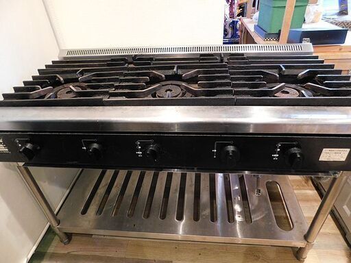 清掃済み Tanico タニコー 業務用 5口ガスコンロ T1232 LPガス用 W1200D600H800 ガステーブル