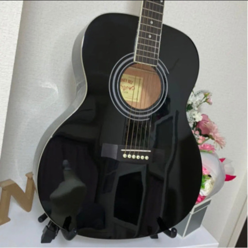 アコースティックギター アコギ ブラック 黒 ソフトケース付き
