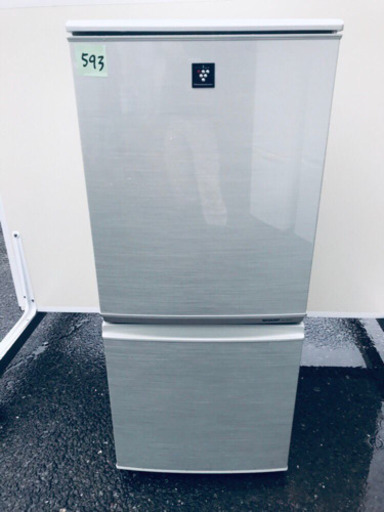 ①593番 シャープ✨ノンフロン冷凍冷蔵庫✨SJ-PD14T-N‼️