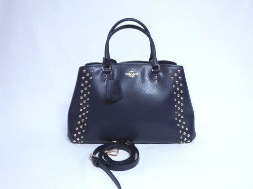 コーチ◆ＣＯＡＣＨ　スタッズグレーン　レザーバッグ（18Ｄ-34）