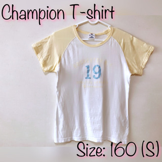 【無料】Champion ラグラン・ロゴTシャツ・S（160）