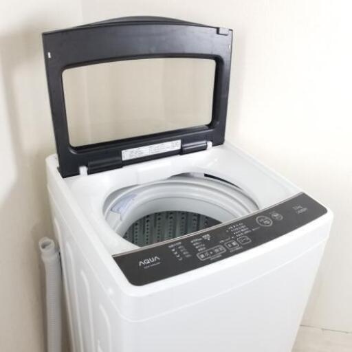 中古 美品 高年式 5.0kg 全自動洗濯機 アクア AQW-G50GJ 3Dアクティブ洗浄 2019年製 単身用 1人暮らし用 新生活家電 6ヶ月保証付き
