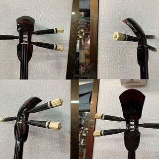 沖縄県産・三線・真壁(マカビ)型・県産黒木/黒檀・スンチ塗り・棹塗替え/チーガ/カラクイ/弦新品(22-A))