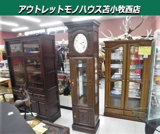 展示品 時計台 幅51×奥40×高193cm コレクションボード 置時計 ブラウン 苫小牧西店