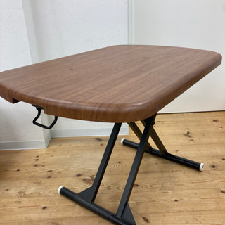10-360 テーブル 高さ調節可能 ブラウン 汚れあり 簡単高さ調節