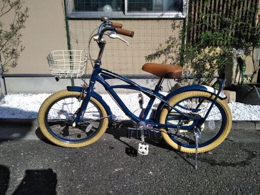 子供用自転車　18サイズ補助輪付き　ネイビー