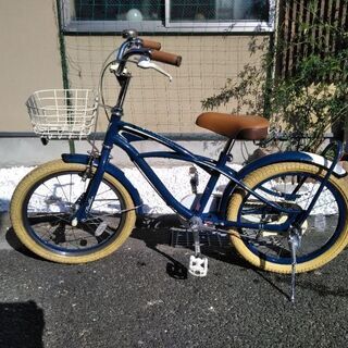 【ネット決済】子供用自転車　18サイズ補助輪付き　ネイビー