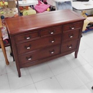 展示品 3段チェスト 幅100×奥41×高72.5cm 木製 茶