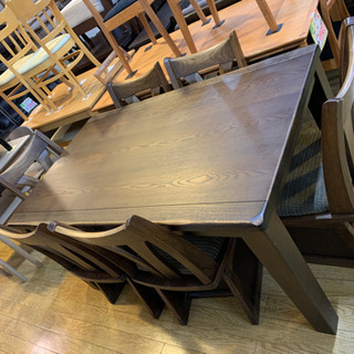 1/4 値下げ! 株式会社アサヒ 家具調こたつダイニング7点セット タモ材 高山 高級