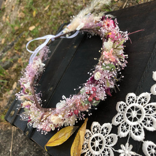 完売にて受注生産 プリザーブドかすみ草の花かんむり