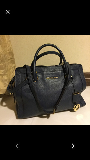 超美品☆MICHAEL KORS ☆ロゴ レザー 2WAYバッグ　ネイビー系