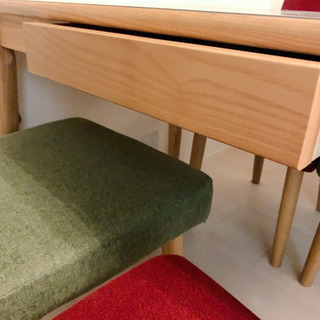 美品☆北欧 ナチュラル おしゃれ B-Company ダイニングテーブル5点セット 透明シート付き☆