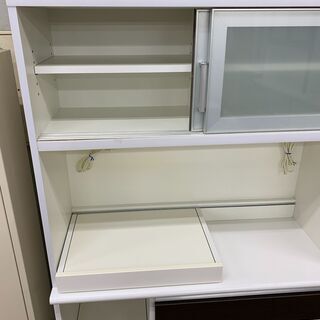株式会社 長 カップボード ダークブラウン×ホワイト ※キズ・ヨゴレ有