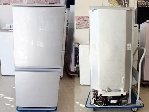 引取限定　シャープ　137L　２ドア ノンフロン冷凍冷蔵庫　SJ-D14B　2015年製　シルバー　つけかえどっちもドア　冷凍室 46L　冷蔵 91L　W 48cm × D 59cm × H 1,125cm　SHARP