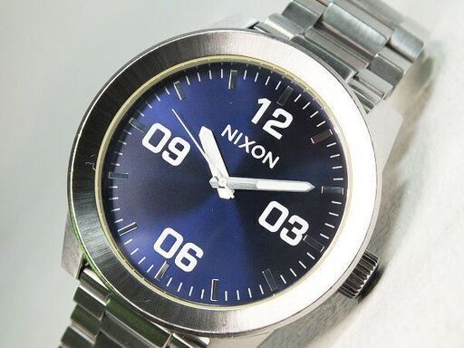 【苫小牧バナナ】動作品 NIXON/ニクソン 13C TAKE CHARGE 48mmケース ネイビー文字盤 SSブレス メンズ クオーツ 腕時計 新品電池交換済み♪