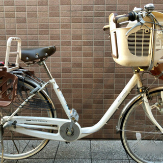 【受渡し決定しております。】アサヒ自転車子供2人乗せ・3段変速・BAA ヘルメット2個・後カゴ付き\'\'おもちゃ付き