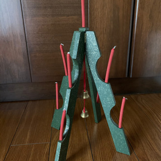 【クリスマス】木製ハンドメイドツリー キャンドルスタンド 