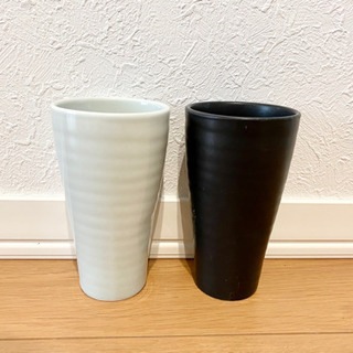 【ネット決済】ペアカップ ホワイト&ブラック 酒器 陶器 