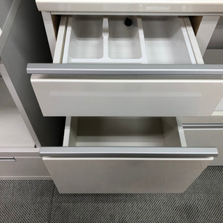 【リサイクルサービス八光　田上店　配達・設置OK】レンジボード付　食器棚　ホワイト 開梱設置】 レンジ台 レンジボード 幅59cm スイム ホワイト 食器棚