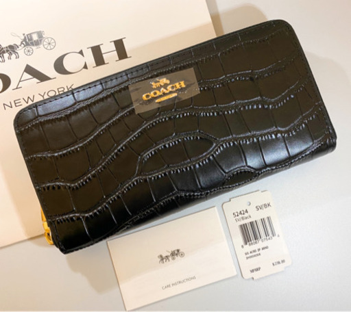 coach コーチ　長財布　クロコ型押し　ブラック　新品