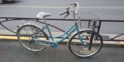 ★安心自転車店・整備リユース自転車・26インチ・W型ホームサイクル・LEDオートライト・水色