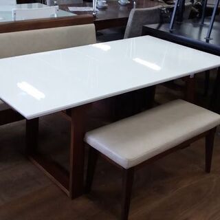 【店舗同時販売中】　シギヤマ家具工業　ＧＵＥＳＴ　伸長式テーブル、伸長式チェア、ダイニングベンチ３点セット　【店頭ご来店購入限定】