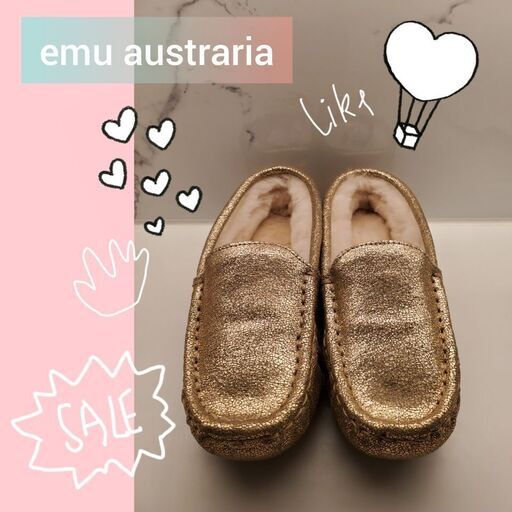 期間限定11/8まで☆レア新品 emu エミュモカシン サイズ8 ローズゴールド