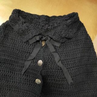 黒ポンチョ手編み　160cmから大人用　未使用　　暖かい
