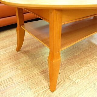 センターテーブル 幅110×奥行65×高さ42cm リビングテーブル 楕円 棚付き
