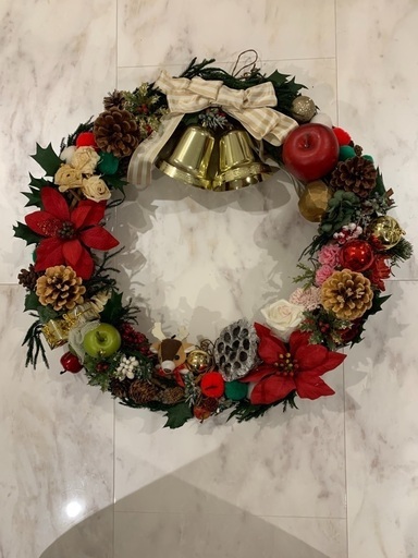 お値下げクリスマスリース横45 縦45cm 大きめ壁飾り クリスマス用品クリスマスリース チョコ レッド 大津のその他の中古あげます 譲ります ジモティーで不用品の処分