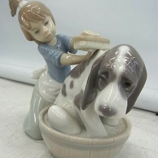 ☆ リヤドロ 5455 犬と少女 きれいにしましょうね ポーセリン LLADRO 