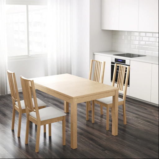 IKEA ダイニングテーブル 伸長式テーブル ビュースタ 椅子 ヘンリクスダール