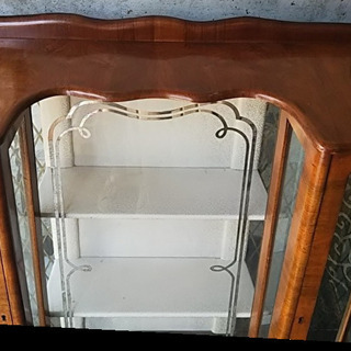 インテリア　展示棚　ディスプレイケース　鍵付き　硝子展示棚　ネコ足　西洋棚　アンティーク　コレクション　クラシック　ヴィンテージ　ジュエリー　引取り限定